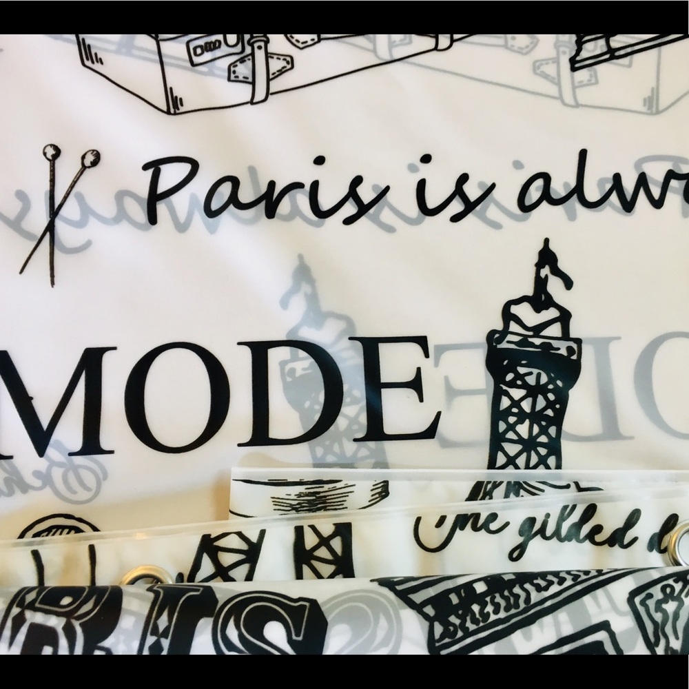 Black Paris Peva Shower Curtain French Pastries - Picture 10 of 14